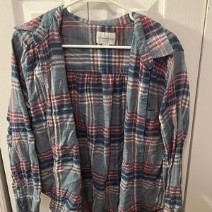 distressed button up flannel